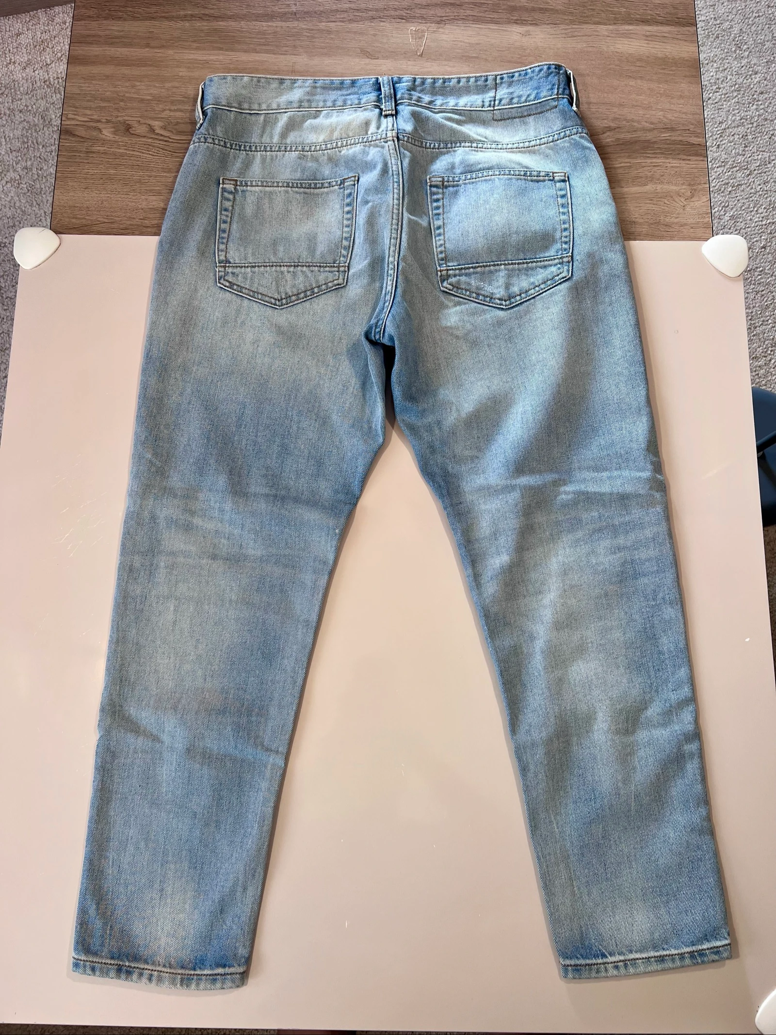 Jeans Zara Hombre azul lavado efecto destruido / rasgado con paneles - Talla W34 L32 (EUR 44) – photo 2